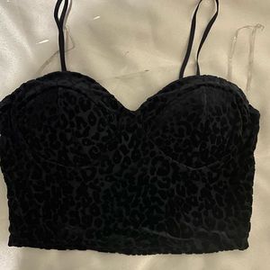 Black crop-Top cheetah print thin strap large